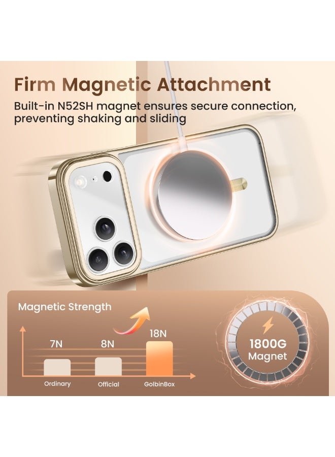 GolbinBox Magnetic for iPhone 17 Pro Case with Stand, [Compatible with MagSafe], Camera Control Capture Button, 17FT Military-Grade Protection, Shockproof Slim Phone Case 6.3"(Gold/Clear) - Image 4